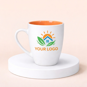 Ly sứ bầu quai tim lòng màu in logo